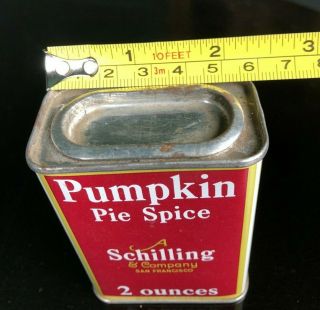 Vintage Schilling Pumpkin Spice Tin 2 Ounces Red Packed