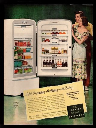1950 Crosley Refrigerator The Shelvador Vintage Print Ad