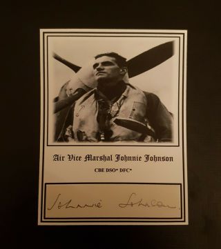 Wwii Raf Battle Of Britain Spitfire Fighter Ace Johnnie Johnson Dso Dfc Signed