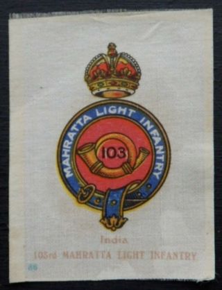 103rd Mahratta Light Infantry India Wwi Silk Badge Issued 1913 Scarce