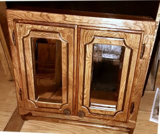 Vintage Wooden Kitchen / Bathroom / Medicine Cabinet With Mirror