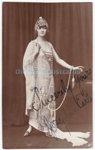 American Silent Film Actress Josephine Earle In Costume.  Signed Postcard