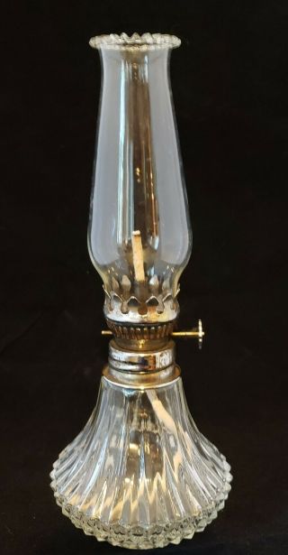 Vintage Lamplight Farms Small Oil Lamp Clear Diamond Pattern Base