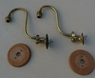 2 Swan Neck Gas Lamp / Wall Light Fittings,  Converted But Not