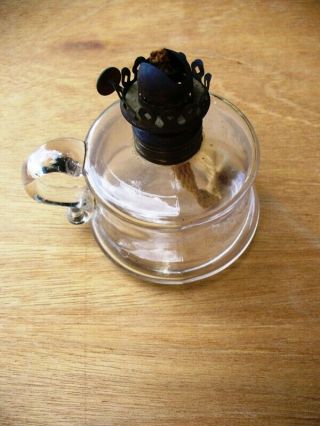 Antique Vintage Oil Lamp Finger Handle Embossed Little Butter Cup Nm No Chimney