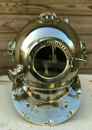 Antique Diving Divers Helmet Anchor Engineering Us Navy Deep Sea Divers 18 "