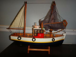Vintage Wooden Model Ship Fishing Lobster Boat Custom Not A Kit
