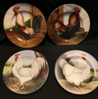 David Carter Brown On The Farm Plates Set Of 4 Chicken Rooster Plates Euc