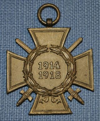 Wwi German Hindenburg Cross 1914 - 1918 Medal - Ad.  B.  L.  Marked