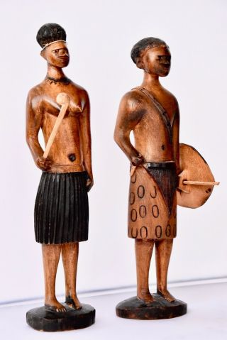 Wonderful Vintage African Tribal Warrior Hand Carved Wooden Figurine Art