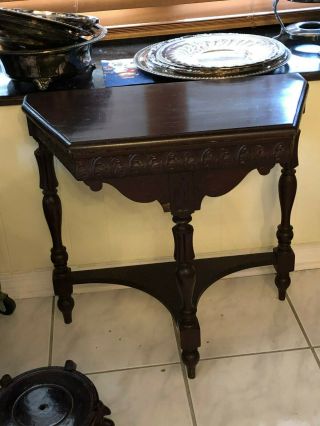 Bn116: Antique Odd Shaped Hall Table Mahogany Color Wood Table Local Pickup