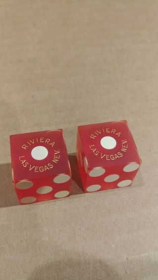 Vintage Casino Dice Riviera Las Vegas Nevada Red Frosted