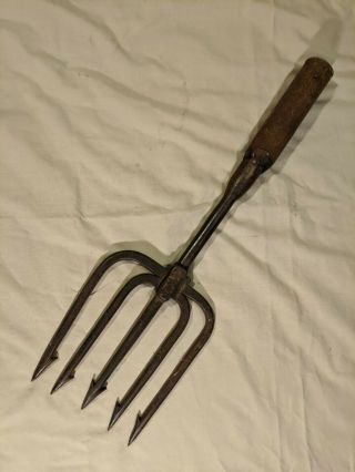 Antique Hand - Forged Iron Ice Fishing Spear,  18 " X 6 ",  Late 18th - Early 19th Cent.