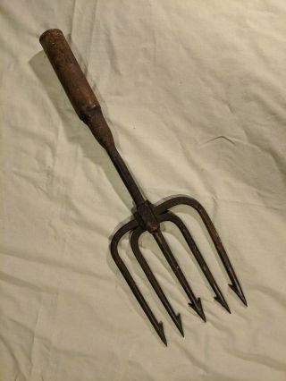 Antique Hand - Forged Iron Ice Fishing Spear,  18 