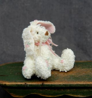 Vintage Jointed Easter Bunny W Floppy Ears Artisan Dollhouse Miniature 1:12