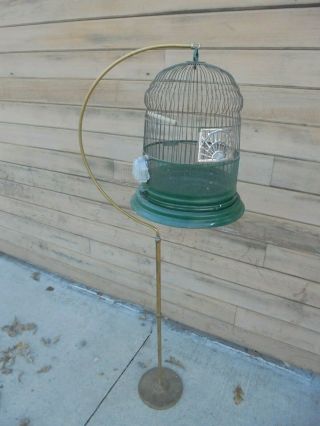 Vintage Round Bird Cage On Metal Stand Wedding Garden Decor 1