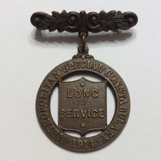 Ww1 1914 Uk Metropolitan Special Constabulary Long Service Medal Police Named