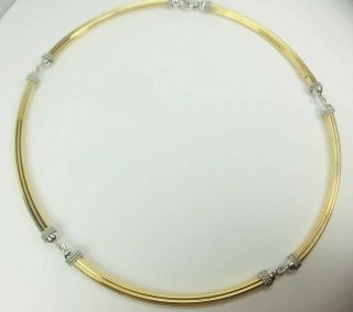 Italian 14kg Two Tone Tubular Contemporary Modern Style Necklace 18 " 7mm 21.  7gm
