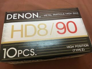 Box Of 10 Denon Hd8 - 90 Metal Particles Audio Cassette Tapes Vintage Nos