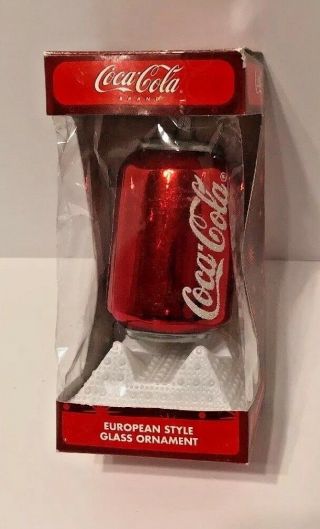 Kurt Adler Glass Coca Cola Coke Soda Pop Can Christmas Tree Ornament Columbia