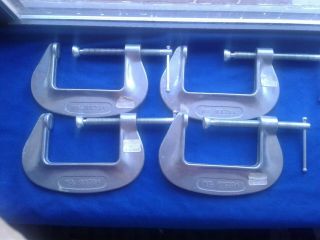 4 Pc Vintage Us Made Sears No.  66704 4in.  Adjustable C - Clamp Aluminum Frame