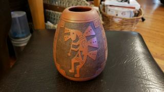 Native American Navajo Carved Pottery Signed By T.  C.  Oinch