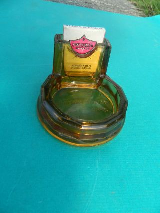 Vintage The Gowman Hotel Seattle Washington Glass Ashtray With Matches Holder