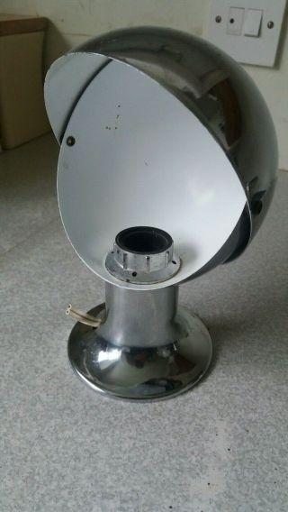 Vintage / Retro Chrome Space Age Helmet Table Lamp - Closing Face - Needs Rewired
