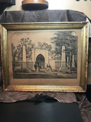 Vintage Currier &ives Print C 1856 - 1907 “the Tomb Of Washington Mount Vernon Va”