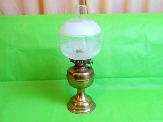 Vintage Oil Lamp With Glass Shade