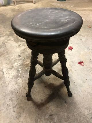 A.  Merriam & Co.  Piano Stool 1890 ' s Antique Cherry Wood Acton Mass 2