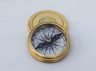 Antique Finish Brass 1885 Stanley London - Vintage Compass - Robert Frost Poem
