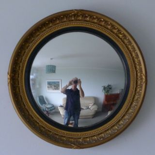 Vintage Round Gilt Framed Convex 16 " Mirror By Atsonea Fabulous