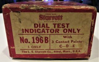 Vintage Ls Starrett 196b Dial Test Indicator