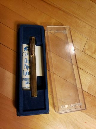 Vintage Colibri Clip Butane Pipe Lighter Japan Gold Plated