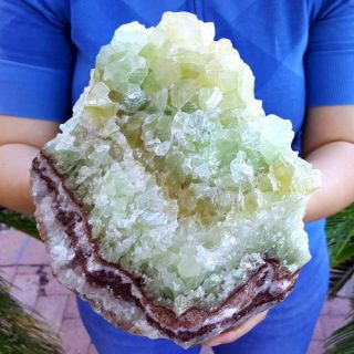 Outstanding Large 8 1/4 Inch Multi Color Green Calcite Crystal