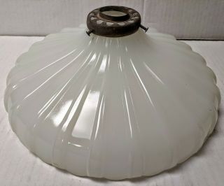 Vtg Milk Glass 11 " Lamp Shade Ribbed Ceiling Light Fixture Mid Century 2.  25 " Fit