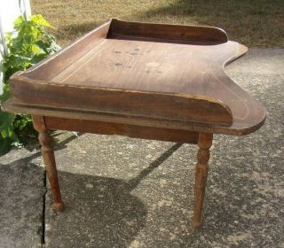 Antique Victorian Wood Folding Table Portable Desk Bed Tray Veneer Maple 1860s