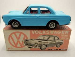 Vw Volkswagen 1500 Friction Tin Toy Ichimura Japan Vintage