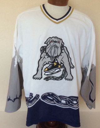 Vtg Long Beach Ice Dogs Bauer Authentic Echl Hockey Jersey Stitched Adult Large