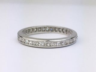 Estate Antique Art Deco Platinum Round Cut Diamond Eternity Wedding Band Ring