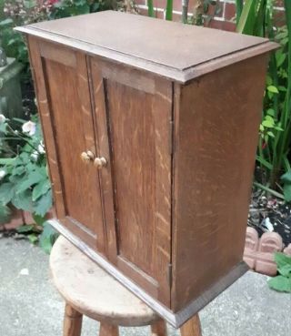 Antique Small Solid Oak Wall Cabinet 38 X 35 X 18 Cms
