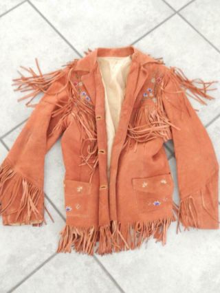 Vintage Rocky Boy Chippewa Indian Montana Leather/suede Beaded Fringed Jacket