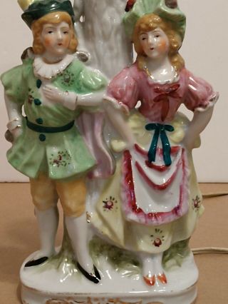 Vintage Porcelain Victorian Man And Woman Figurine Table Lamp. 2