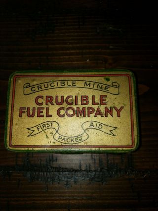 Pre Ww2 Crucible Fuel Company First Aid Kit Tin Great Great Colors