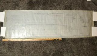Antique Print Of Unknown Ship Detailing 3200 Tons Of Displacement 56.  5” X 17.  5”