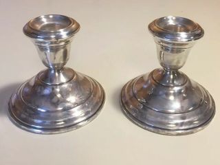 Vintage Mid Century Wallace 244 Sterling Silver Weighted Candle Holders 3.  5”