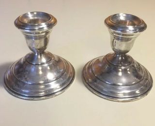 Vintage Mid Century Wallace 244 Sterling Silver Weighted Candle Holders 3.  5” 2