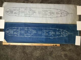 Antique Set Of Ship Deck Prints - Nautical Collecting - 13” X 48.  5” Unknown Ship