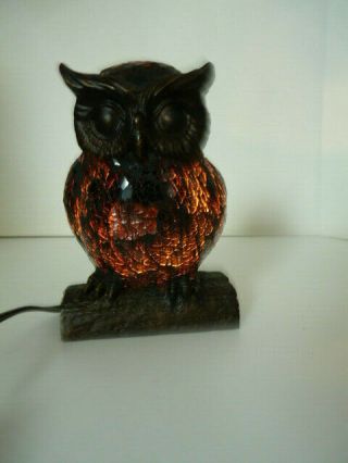 Owl Lamp Night Light Mosaic Stained Glass 6.  5 "